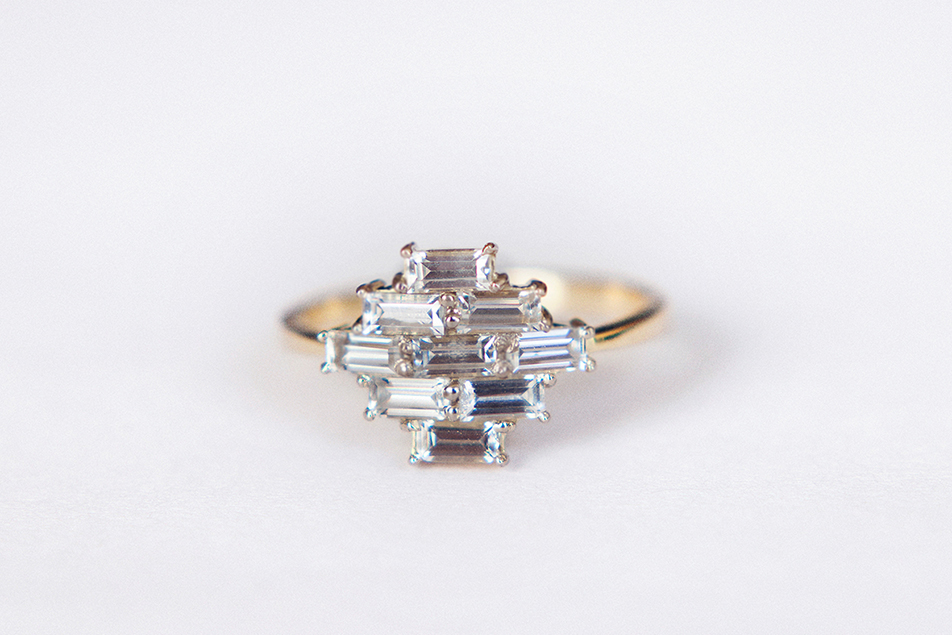 baguette white sapphires ring