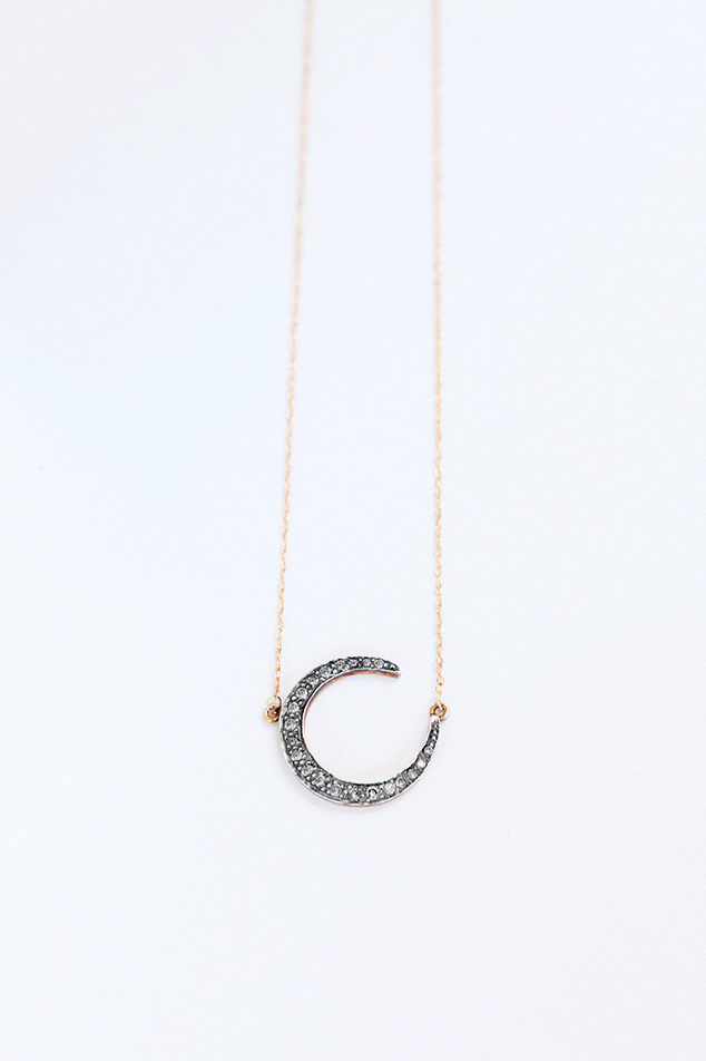 diamonds moon necklace handmade